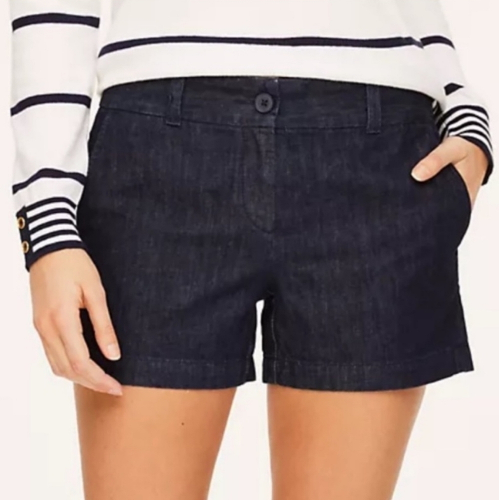 π SOLD π LOFT Dark Blue Denim Shorts SIZE: 8 - Picture 1 of 11